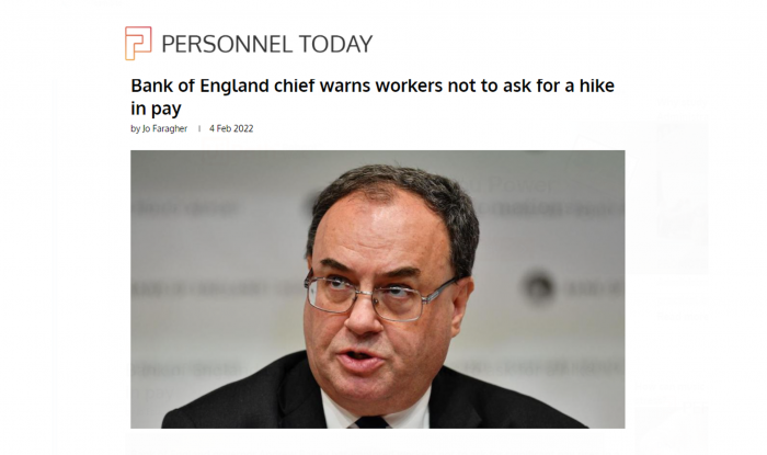 Bank Of England Chief Warns Workers Not To Ask For A Hike In Pay 
